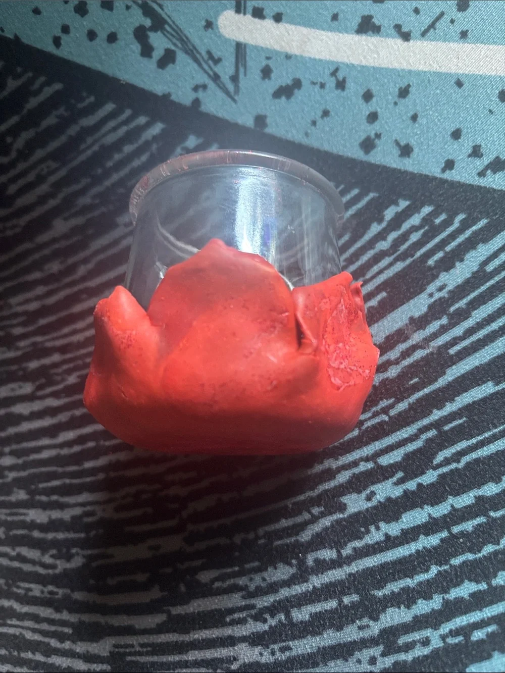 Handcrafted Clay Decorated Glass Holder with rose petal accents